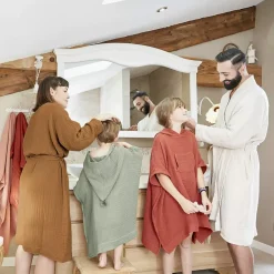 Clearance Accappatoio da bagno in garza di cotone L/XL Gaia Cammello Biancheria Bagno|Accappatoio