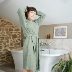 Best Accappatoio da bagno in garza di cotone L/XL Gaia Biancheria Bagno|Accappatoio