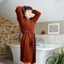 Clearance Accappatoio da bagno in garza di cotone Gaia Biancheria Bagno|Accappatoio