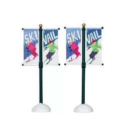 Accessorio Lemax (H10 cm) Set di 2 pali con banner Ski Vail