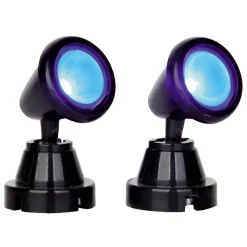 Accessorio Lemax luminoso (H3,5 cm) Set di 2 fari Proiettori luce blu
