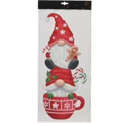 Adesivo di Natale per finestra Tazza e Gnomi golosi