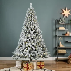 Albero di Natale artificiale luminoso 320 LED H210 cm King Verde innevato