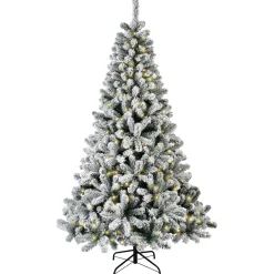 Albero di Natale artificiale luminoso 400 LED H240 cm King Verde innevato