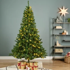 Albero di Natale artificiale luminoso 400 LED H240 cm King Verde abete