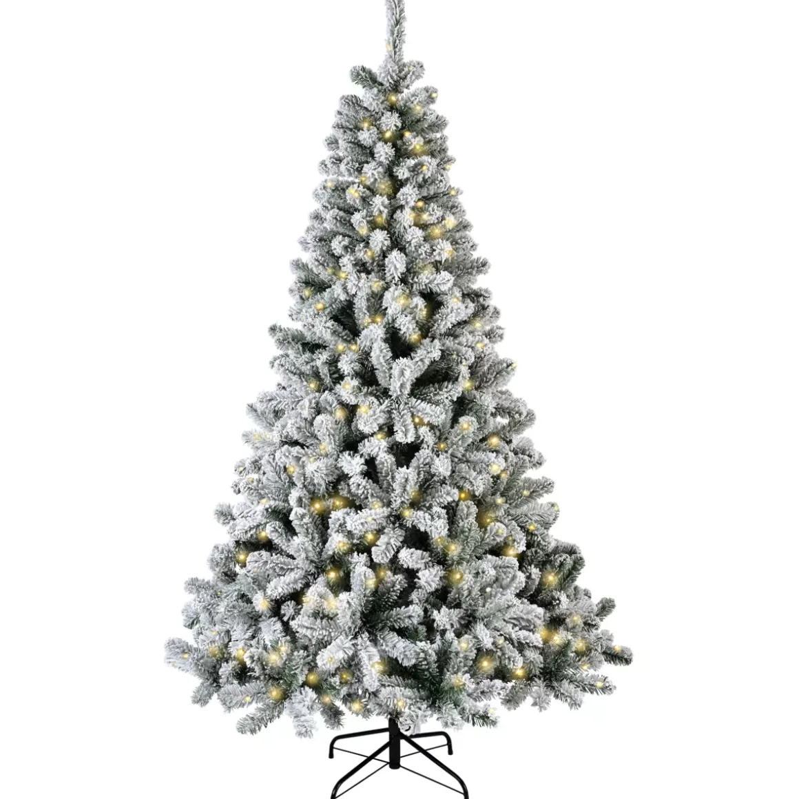 Albero di Natale artificiale luminoso 200 LED H150 cm King Verde innevato