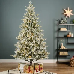 Albero di Natale artificiale luminoso 560 LED (H240 cm) Allix Verde innevato