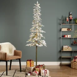 Albero di Natale artificiale luminoso 200 LED H210 cm Sierra Verde innevato