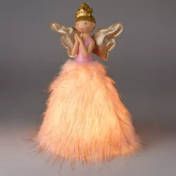 Angelo di Natale luminoso a pile (H36 cm) Mendhy abito Rosa