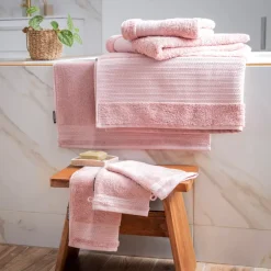 Asciugamano bagno cotone bio (30 x 50 cm) Méline Rosa pesca