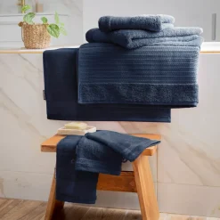 Asciugamano bagno cotone bio (50 x 90 cm) Méline Blu notte