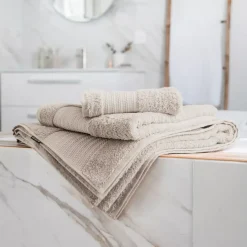 Asciugamano bagno cotone bio (90 x 150 cm) Méline Beige pampa