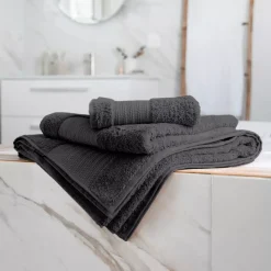 Asciugamano bagno cotone bio (50 x 90 cm) Méline Grigio tempesta