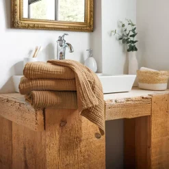Asciugamano da bagno di garza di cotone (30 x 50 cm) Gaia Camel