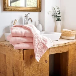 Asciugamano da bagno in garza di cotone (30 x 50 cm) Gaia Rosa pesca