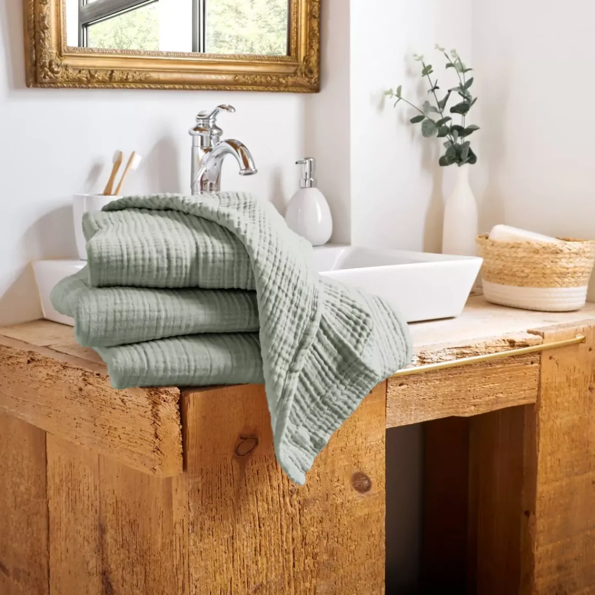 Best Asciugamano da bagno in garza di cotone (50 x 90 cm) Gaïa Biancheria Bagno|Asciugamani Bagno