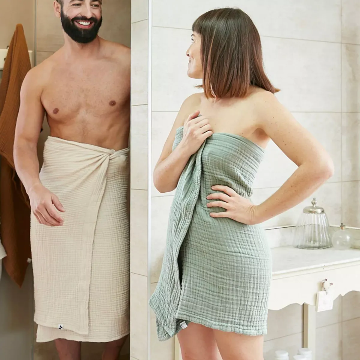 Best Asciugamano da bagno in garza di cotone (50 x 90 cm) Gaïa Biancheria Bagno|Asciugamani Bagno
