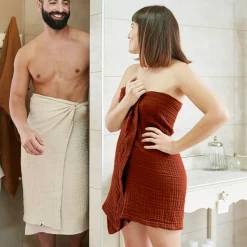 Online Asciugamano da bagno in garza di cotone Gaia Biancheria Bagno|Asciugamani Bagno