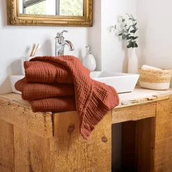 Outlet Asciugamano da bagno in garza di cotone (50 x 90 cm) Gaïa Asciugamani Bagno