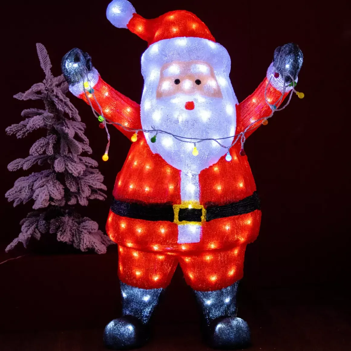 Babbo Natale luminoso con ghirlanda Bianco freddo 180 LED