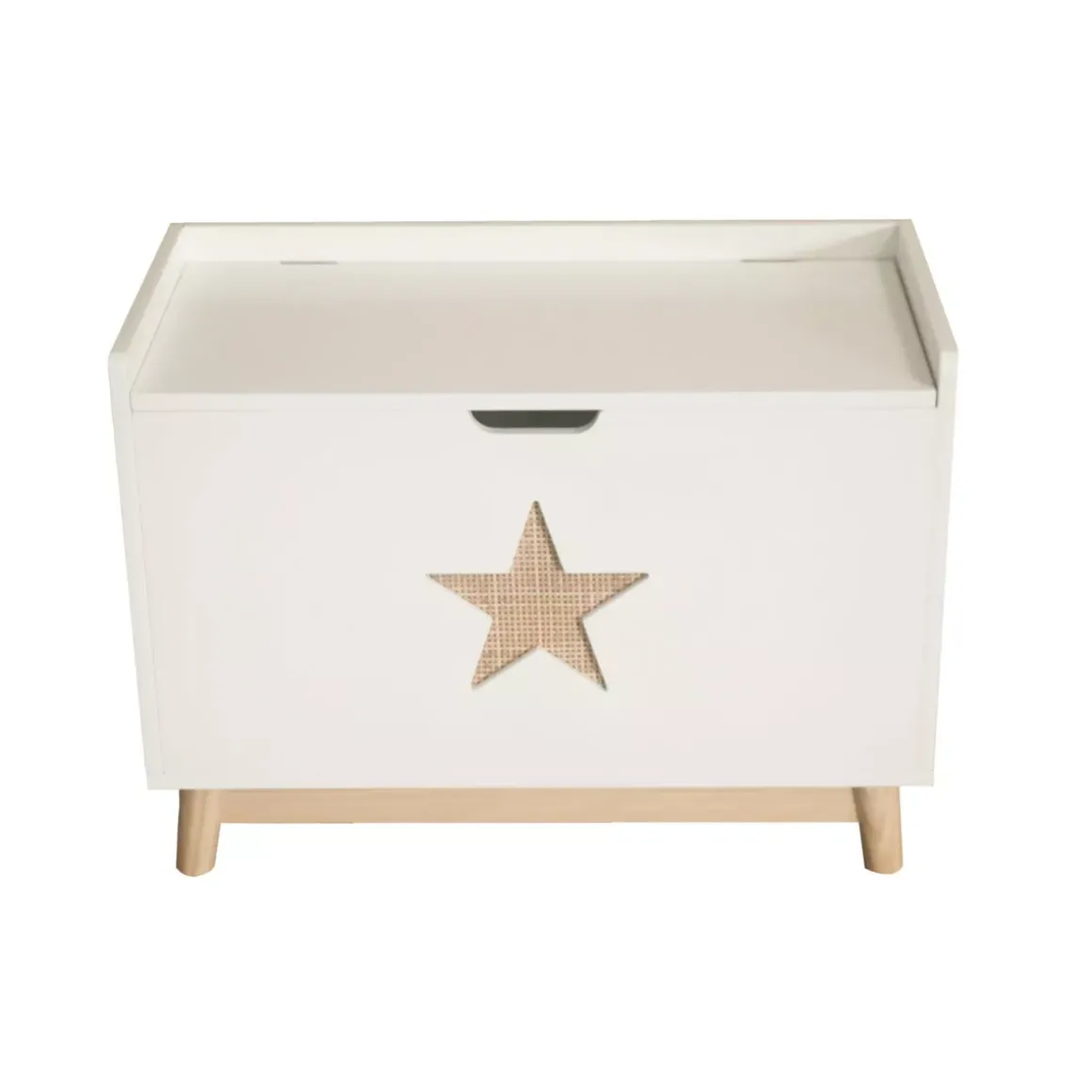 Baule portagiochi bambino legno (H51 cm) Stars Bianco