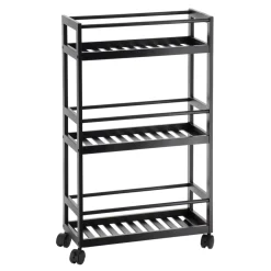 Carrello a rotelle a 3 livelli (H75 cm) Japandi Nero