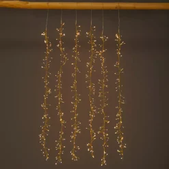 Cascata luminosa 1 m 600 Micro LED cavo oro 6 discese Bianco caldo e dorato caldo