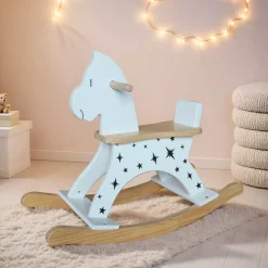 Cavallo a dondolo legno (H53 cm) Stars Bianco