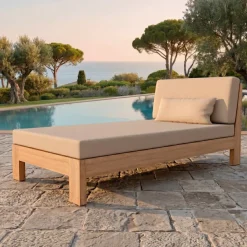 Chaise longue da giardino in legno da acacia Bornéo Tavolini Da Giardino, Divani|Lettino Da Spiaggia