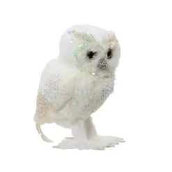 Civetta di Natale da posizionare (H15 cm) Meraviglia Bianco iridescente