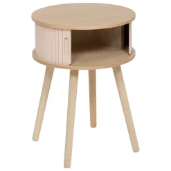 Comodino rotondo in legno (H54 cm) Nysos Crema