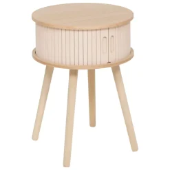 Comodino rotondo in legno (H54 cm) Nysos Crema
