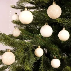 Confezione di 30 palline di Natale assortimento Alpine Bianco panna
