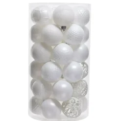 Confezione di 37 palline di Natale (D60 mm) Alpine mix Bianco