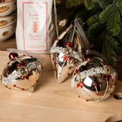 Confezione di 3 palline di Natale (D80 mm) in vetro Ornéla Argento