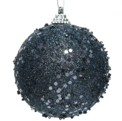 Confezione di 12 palline di Natale (Ø80 mm) strass pailletés Blu notte