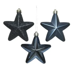 Confezione di 6 stelle di Natale da appendere Alpine Blu notte