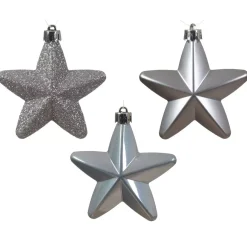 Confezione di 6 stelle di Natale da appendere Alpine Grigo marmo