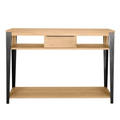 Consolle 1 cassetto in rovere massiccio e metallo (120 x 85 cm) Bristol Naturale