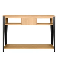 Consolle 1 cassetto in rovere massiccio e metallo (120 x 85 cm) Bristol Naturale