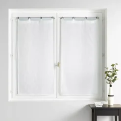 Discount Coppia di tende trasparenti tessute con occhielli (60 x 160 cm) Davina Bianca Tende Trasparenti