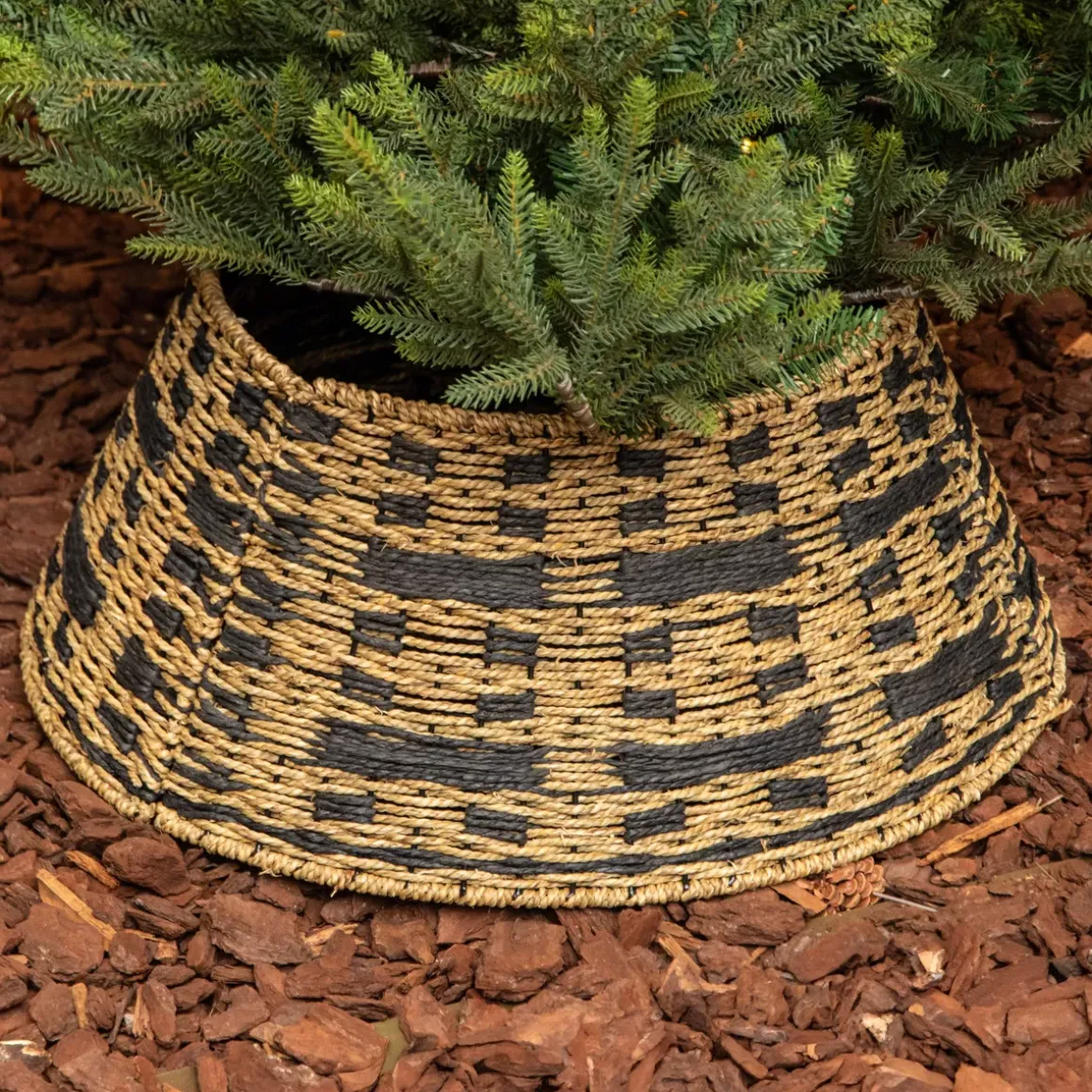 Copribase albero intrecciato (D57 cm) Classic Nero e naturale