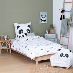 Discount Copripiumino e federa per bambini in cotone (140 x 200 cm) Panda Biancheria Da Letto Bambini
