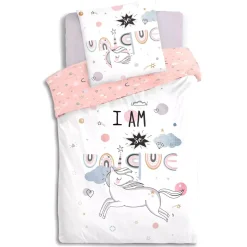 Copripiumino e una federa quadrata cotone (140 x 200 cm) Unicorno Biancheria Da Letto Bambini