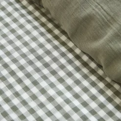 Sale Copripiumino garza di cotone (240 x 220 cm) Gaïa vichy Verde rosmarino Copripiumini