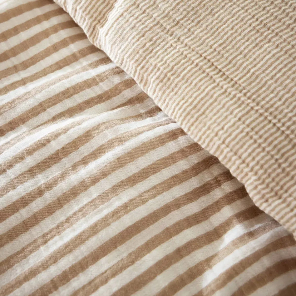 Copripiumino garza di cotone (240 x 220 cm) Gaïa righe Corda Copripiumini