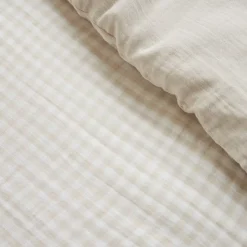 Outlet Copripiumino garza di cotone (260 x 240 cm) Gaïa vichy Beige Copripiumini