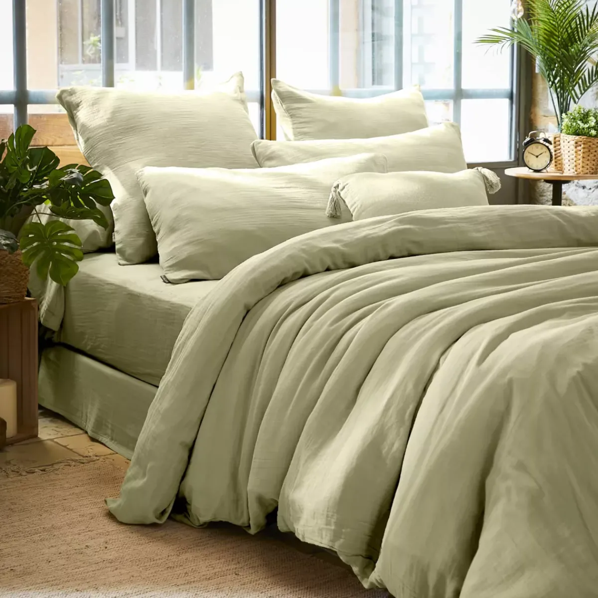 Discount Copripiumino garza di cotone (260 x 240 cm) Gaïa Copripiumini