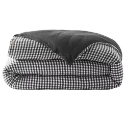 Outlet Copripiumino garza di cotone (200 x 200 cm) Gaïa vichy Nero Copripiumini