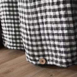 Hot Copripiumino garza di cotone (260 x 240 cm) Gaïa vichy Nero Copripiumini
